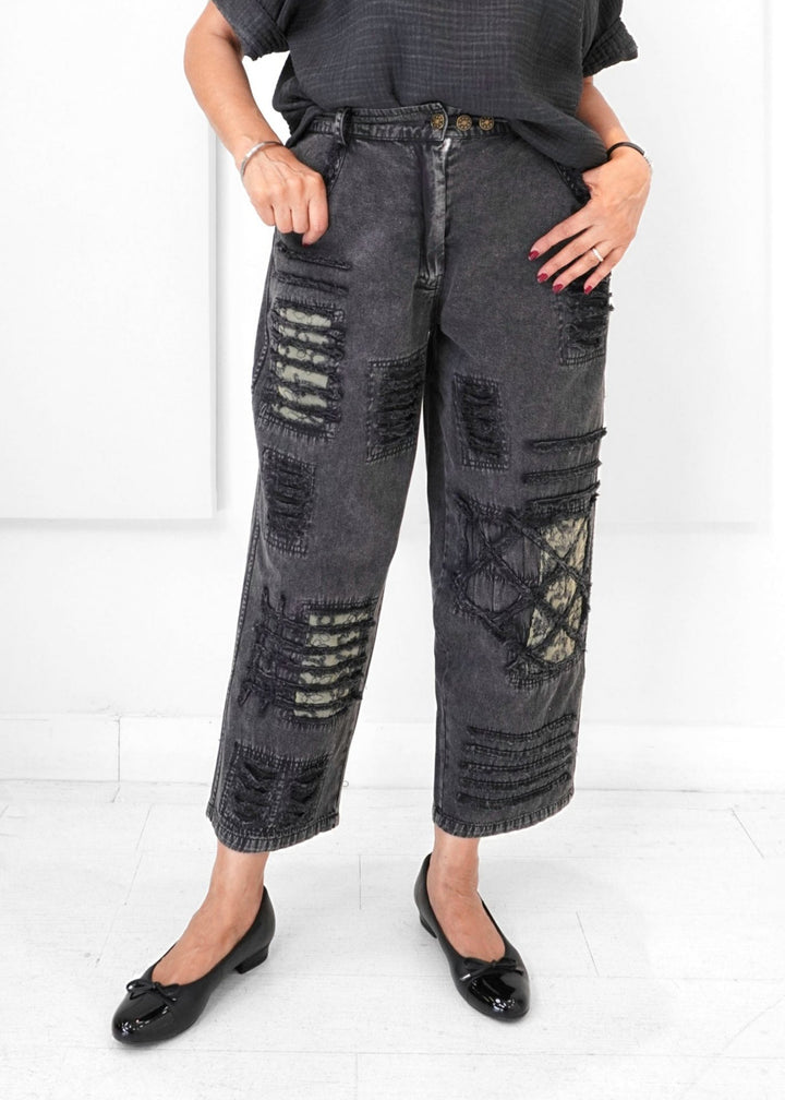 Paper Lace - Distressed Denim Pant