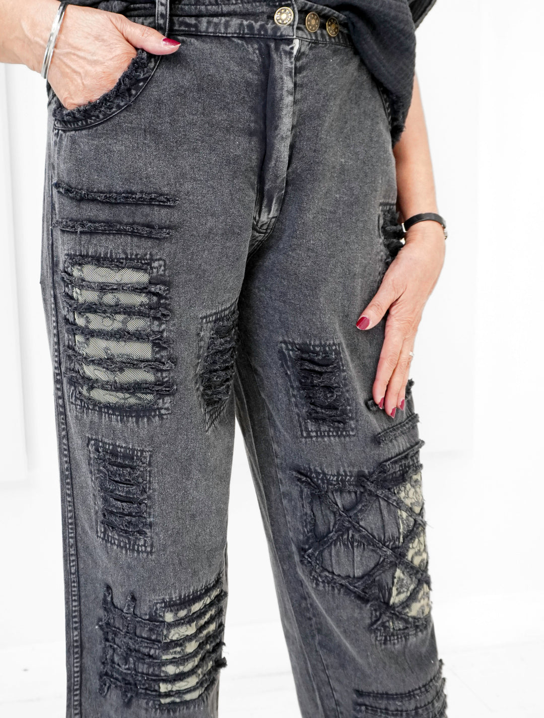 Paper Lace - Distressed Denim Pant