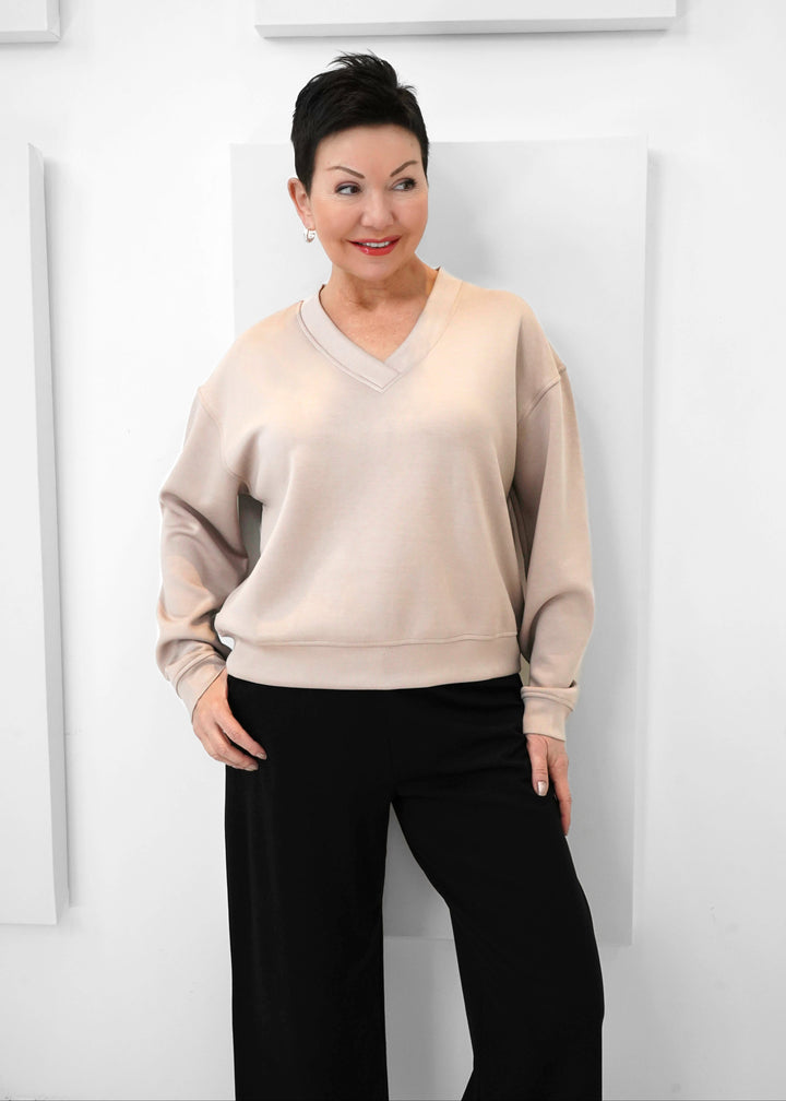 Luxe Modal - Scuba V-neck Long Sleeve Top