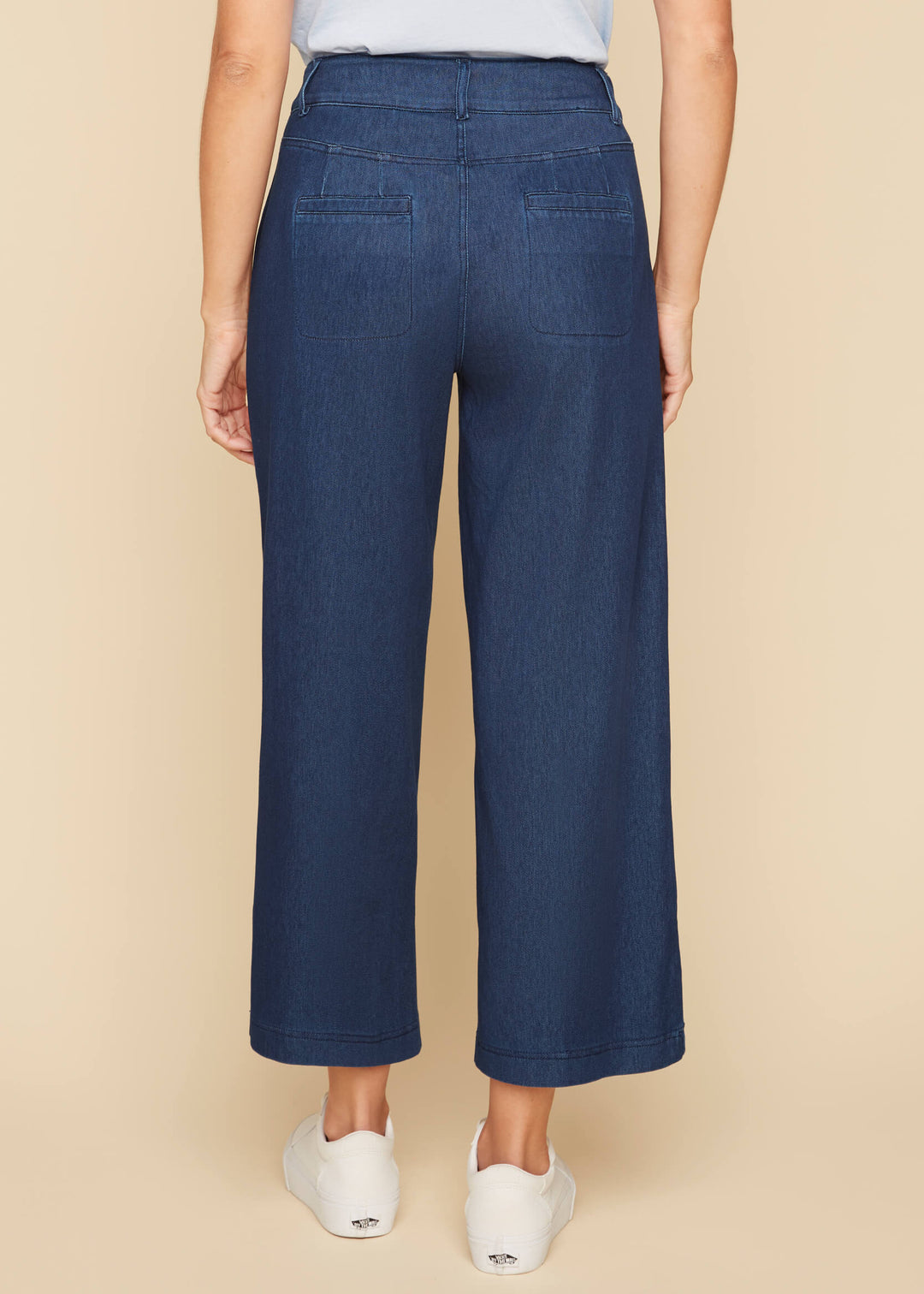 Renuar - Cropped Wide Leg Denim Knit Jean