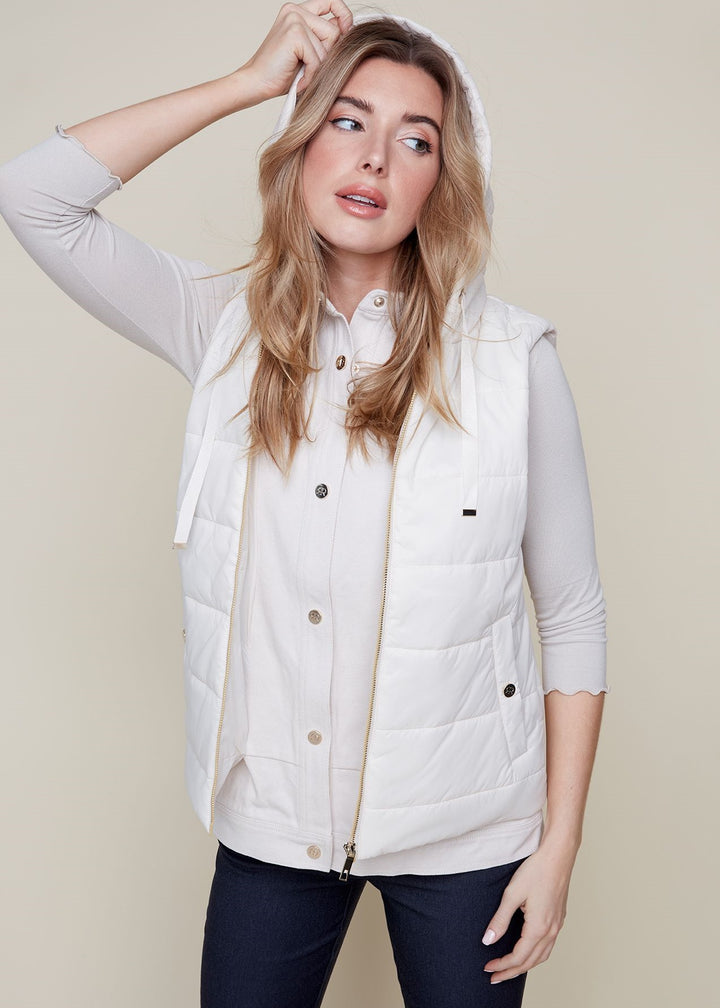 Renuar - Hooded Vest with Denim Trim