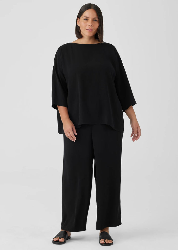 Eileen Fisher - Silk Georgette Crepe Straight Leg Pant