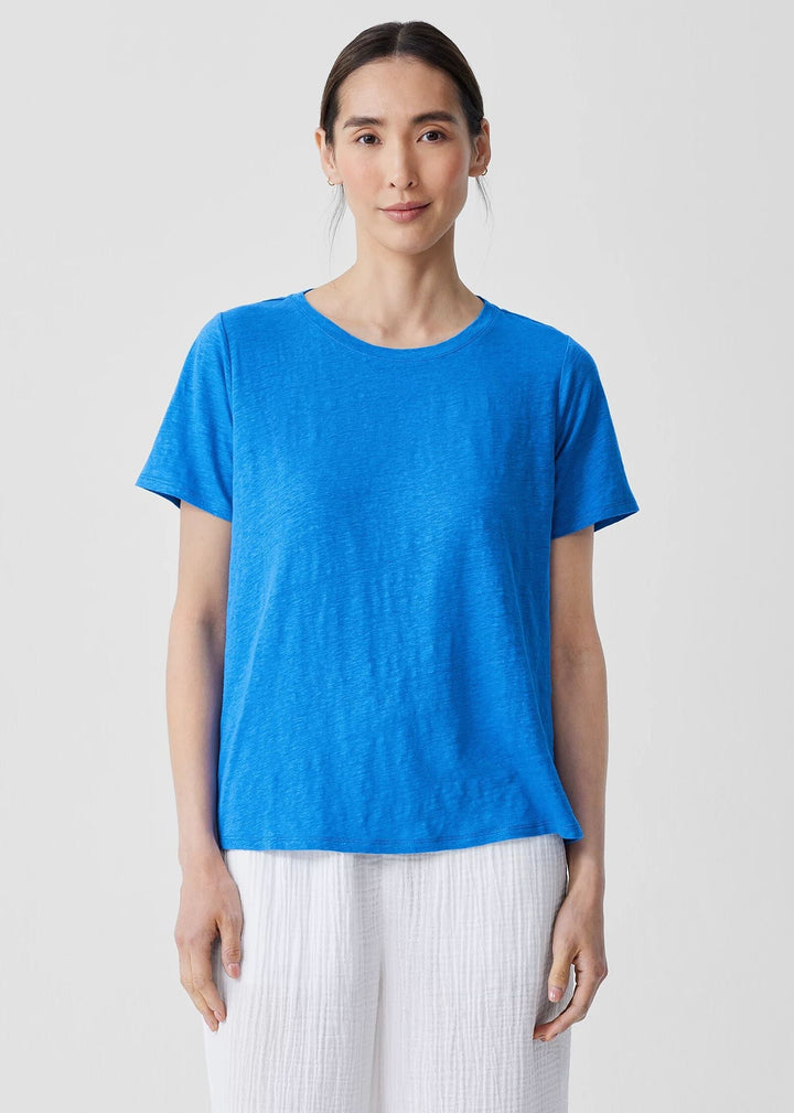 Eileen Fisher - Organic Linen Jersey Crew Neck Tee -SALE