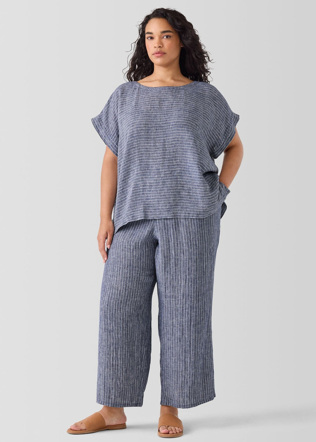 Eileen Fisher - Puckered Organic Linen Wide-Leg Pant -SALE