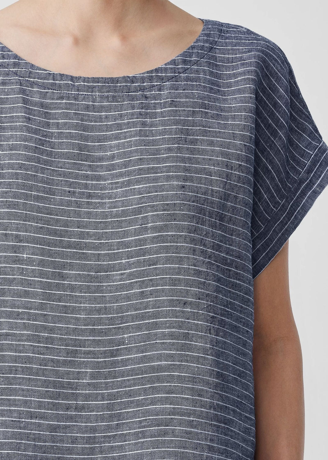 Eileen Fisher - Puckered Organic Linen Ballet Neck Top -SALE