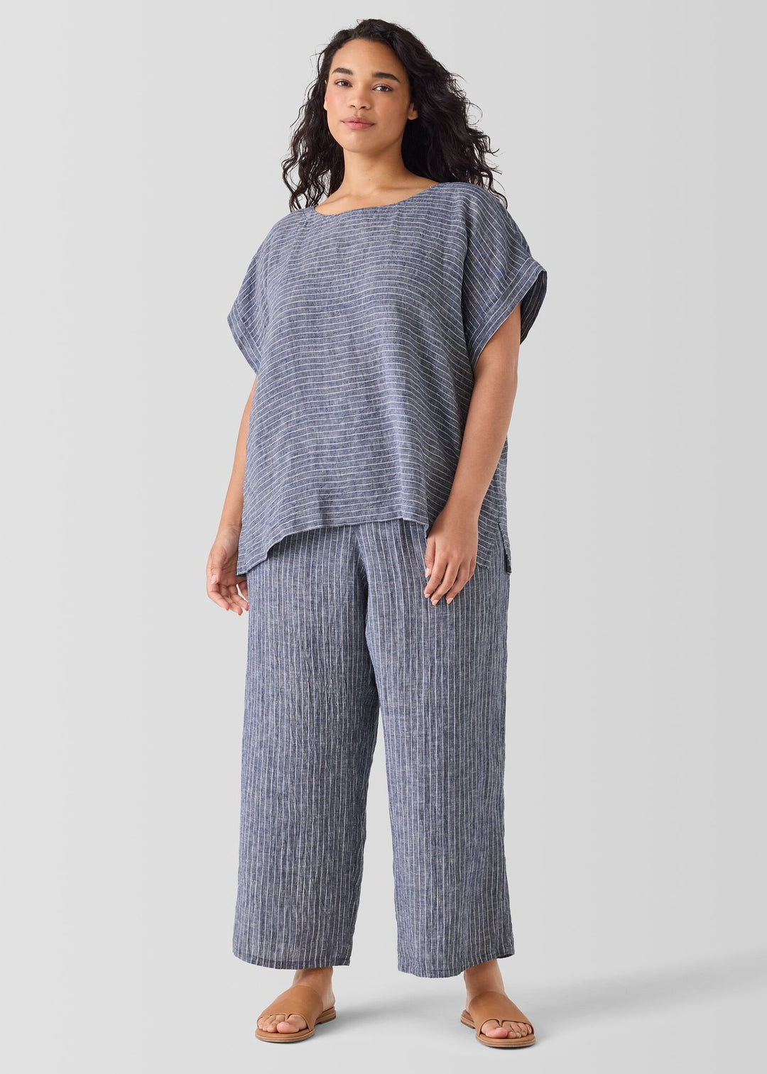 Eileen Fisher - Puckered Organic Linen Ballet Neck Top -SALE