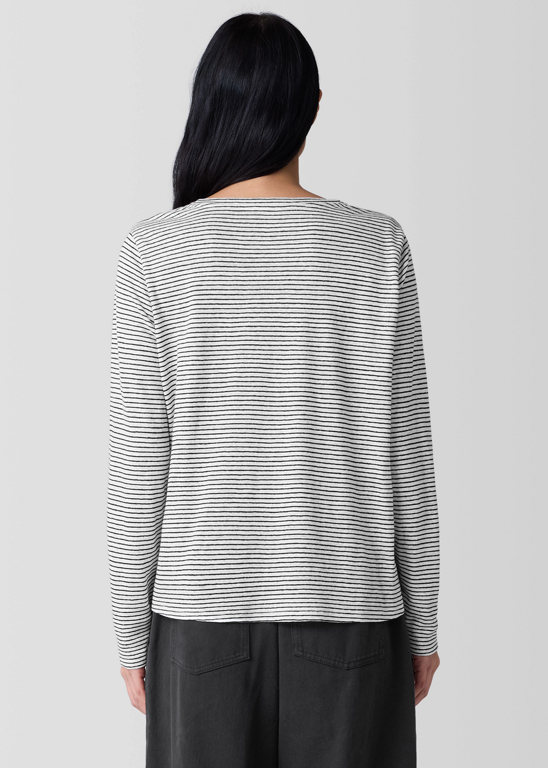 Eileen Fisher - Crew Neck Stripe Long Sleeve Tee