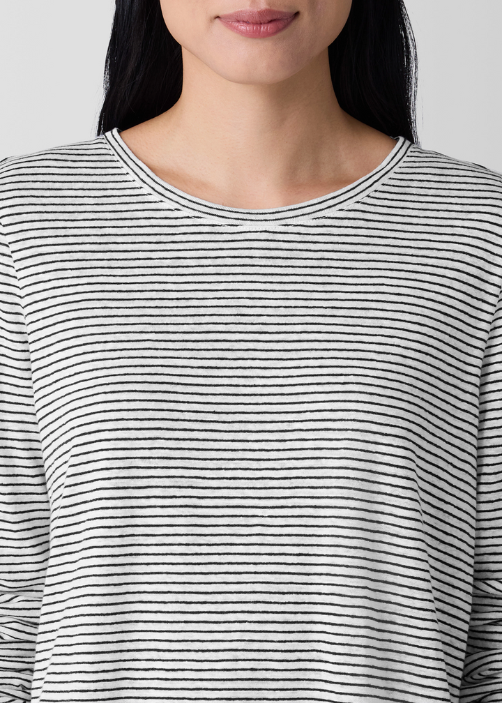 Eileen Fisher - Crew Neck Stripe Long Sleeve Tee