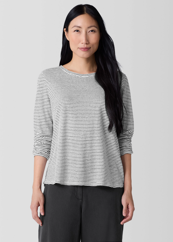 Eileen Fisher - Crew Neck Stripe Long Sleeve Tee