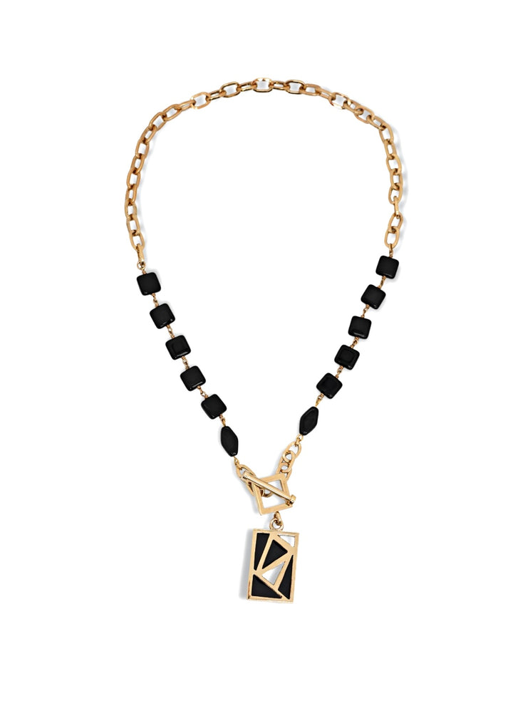 Myka -  Rectangle Cutout Drop Necklace