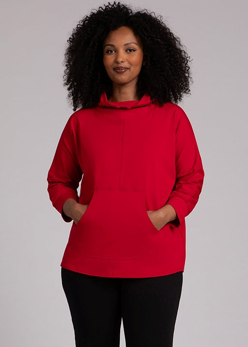 Sympli - Funnel Neck Pullover with Kangaroo Pocket