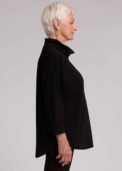 Sympli - Funnel Neck Pullover with Kangaroo Pocket