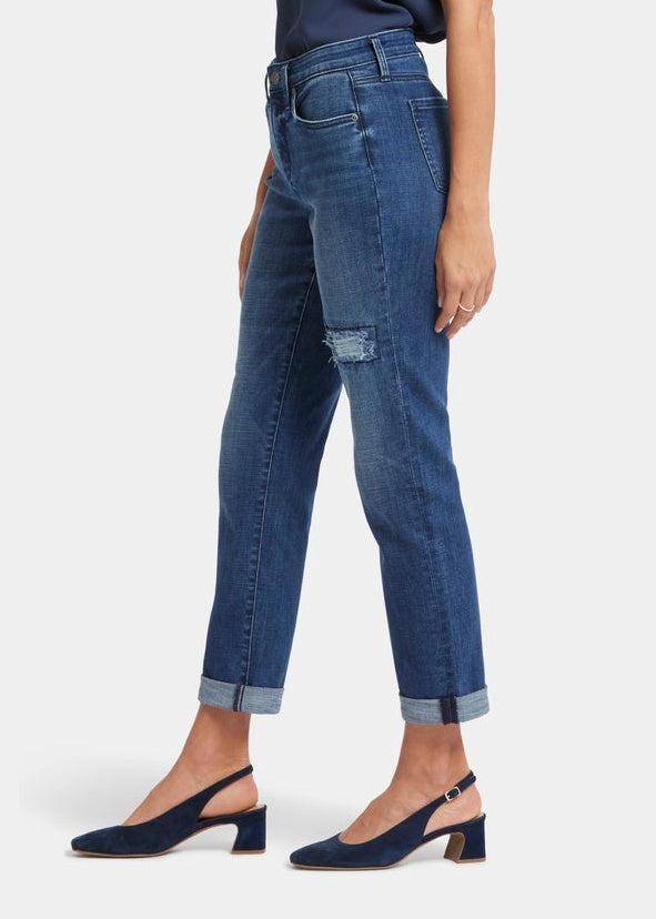 NYDJ - Margot Girlfriend Jeans with Striped Patch - Moonlight