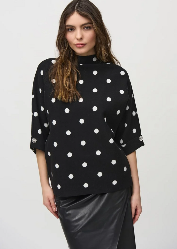 Joseph Ribkoff - Jacquard Sweater Dot Print Top