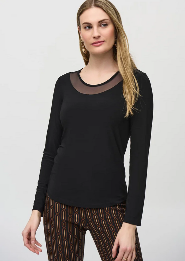 Joseph Ribkoff - Silky Knit and Mesh Fitted Top