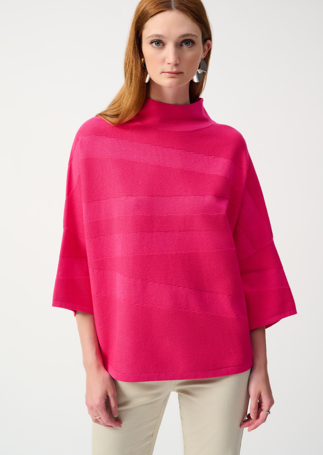 Joseph Ribkoff - Sweater Knit Mock Neck Boxy Top