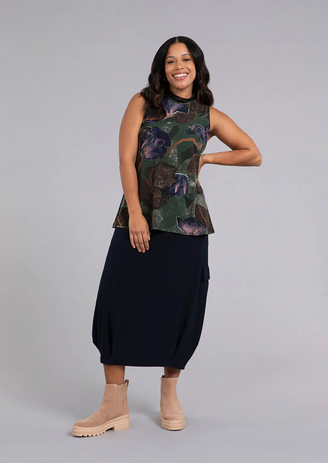 Sympli - Mock Neck Tank Print -SALE