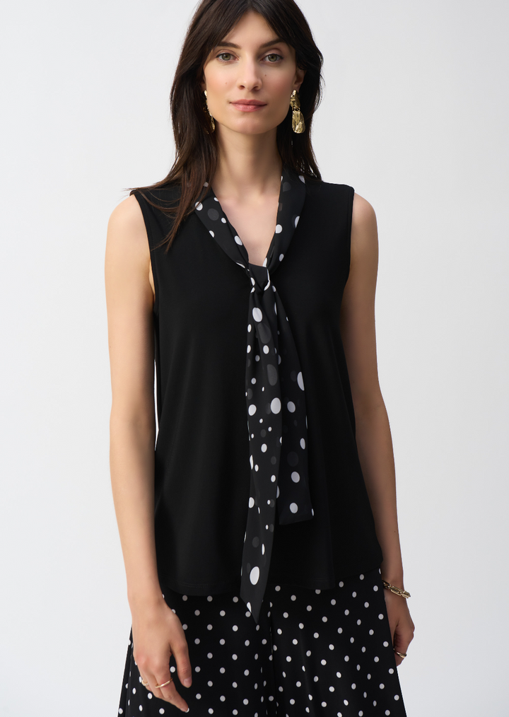 Joseph Ribkoff - Silky Knit Top WIth Dot Tie