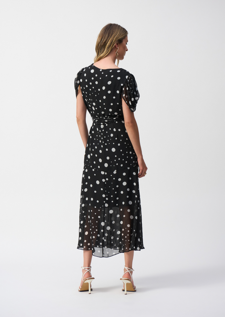 Joseph Ribkoff - Chiffon Dot Print Wrap Dress