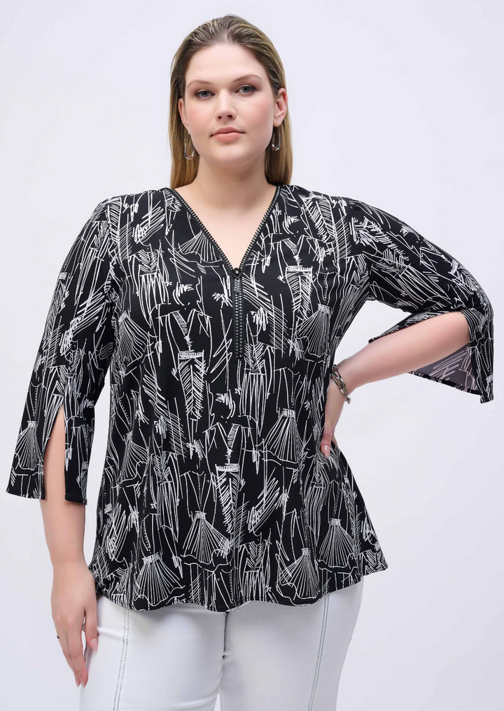 Joseph Ribkoff - Conversational Print Fit and Flare Tunic