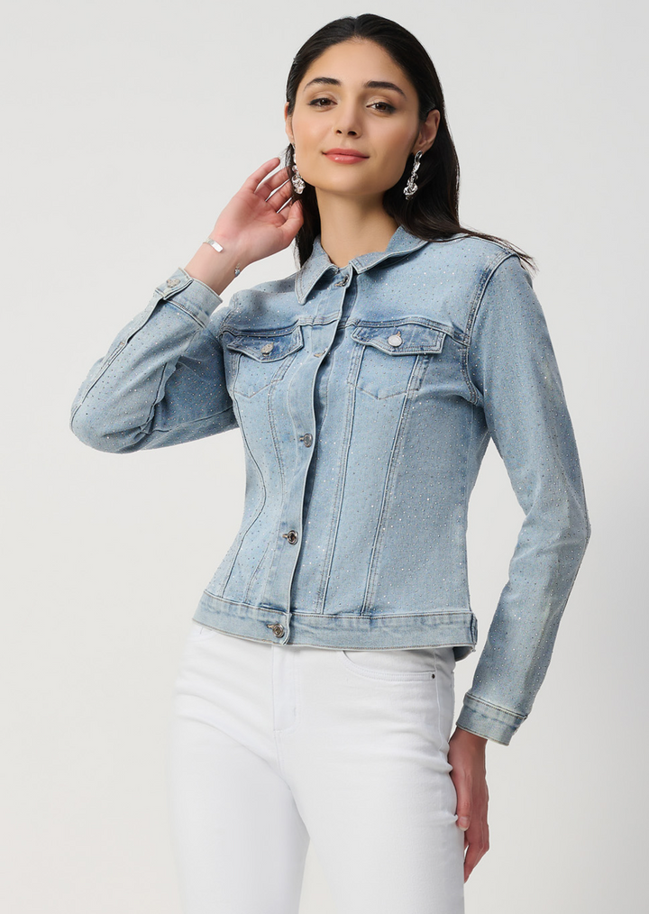 Joseph Ribkoff - Fitted Rhinestone Denim Jacket