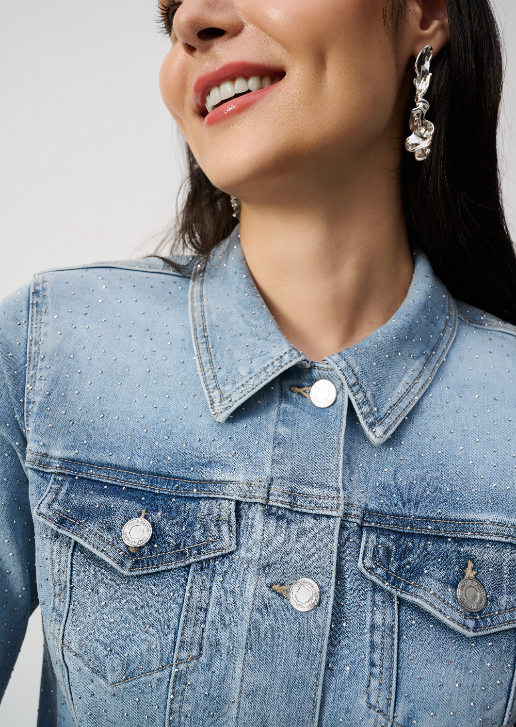 Joseph Ribkoff - Fitted Rhinestone Denim Jacket