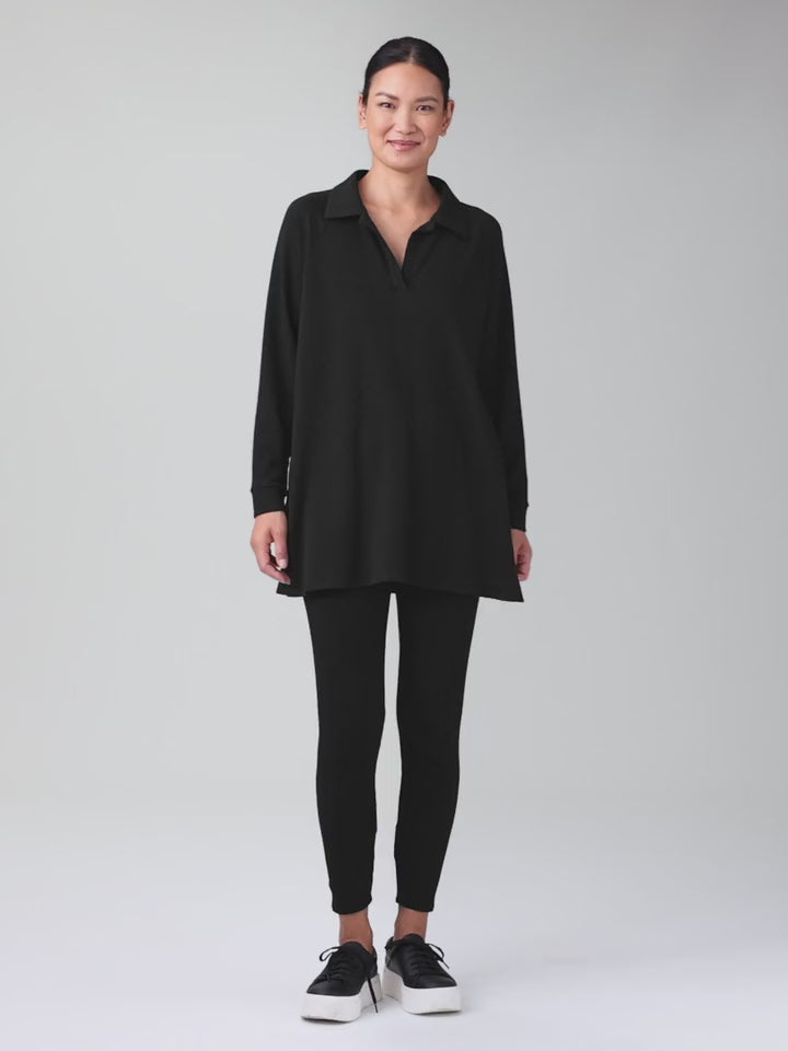 Eileen Fisher - Cozy Brushed Terry Hug Henley Long Top