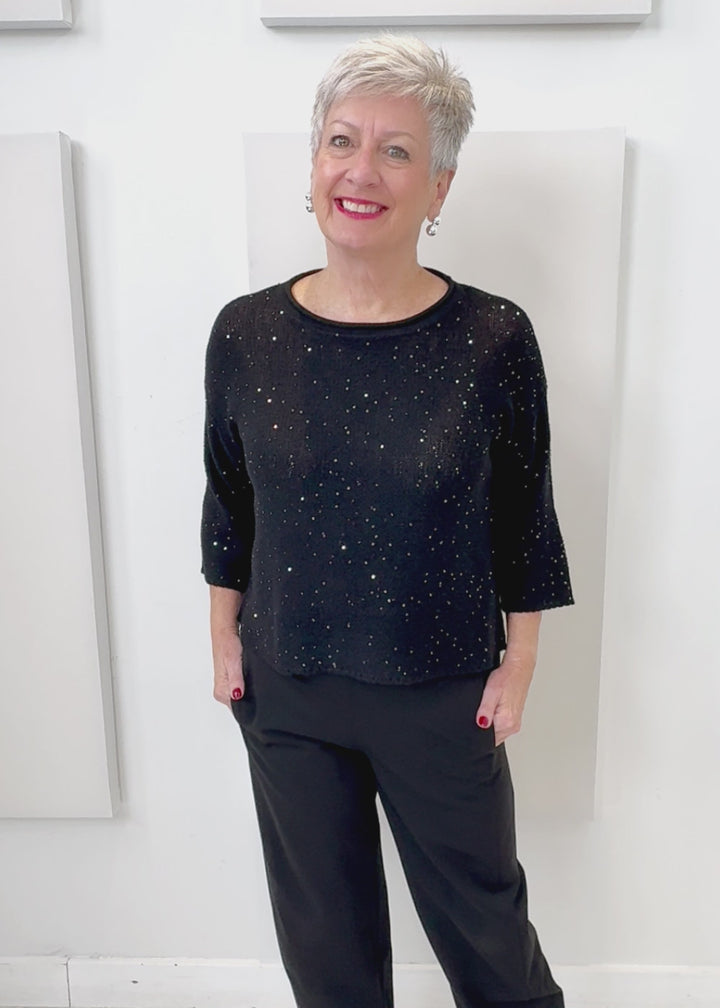 Eileen Fisher - Merino Sequin Jewel Neck Top