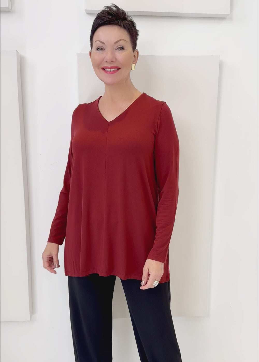 Eileen Fisher - Fine Jersey V-Neck Long Top