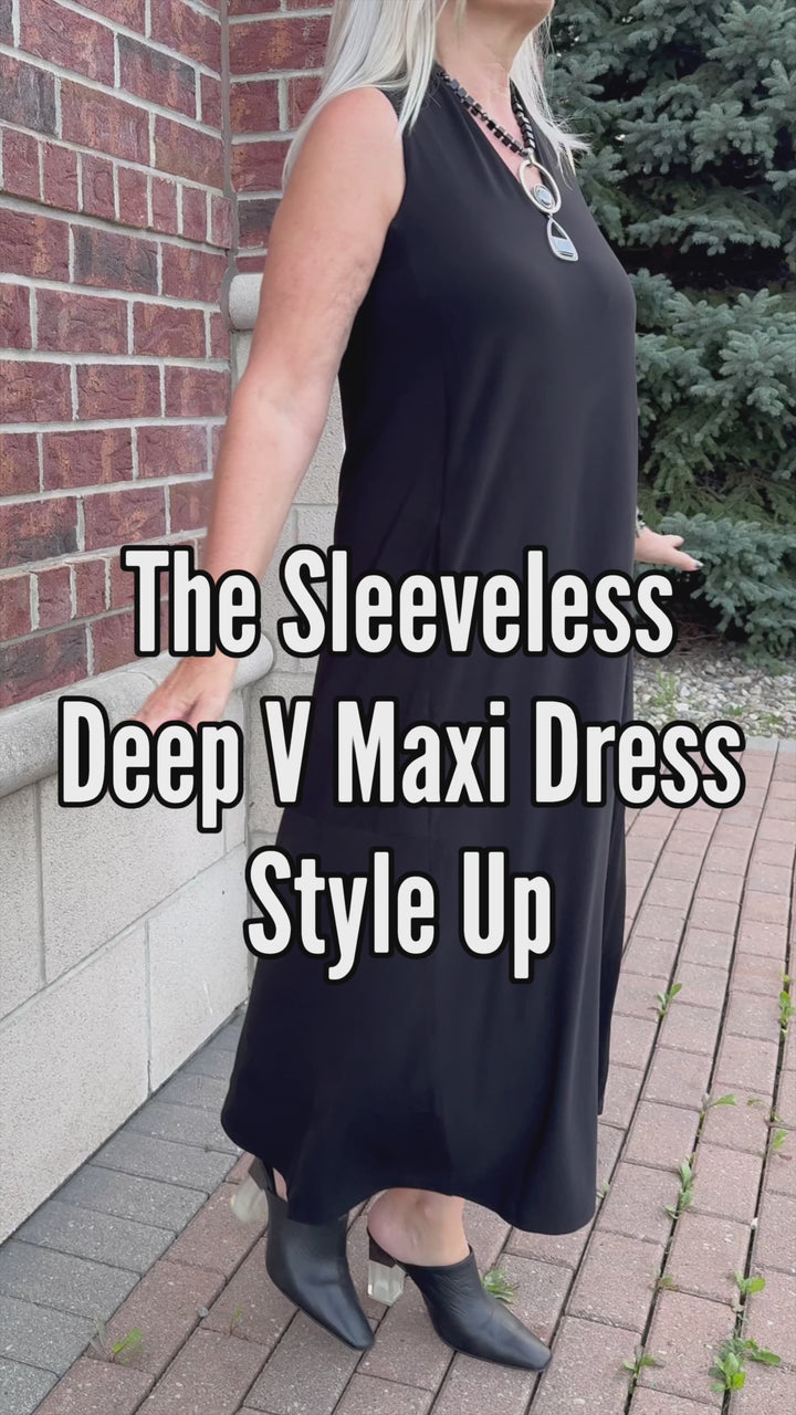 Sympli - PRE ORDER - Sleeveless Deep V Maxi Dress