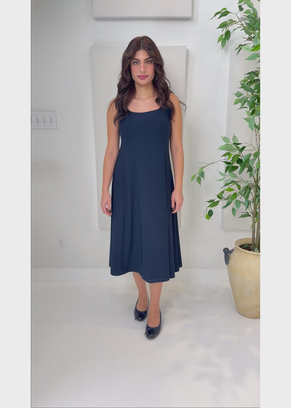 Sympli - Square Neck Fit and Flare Dress