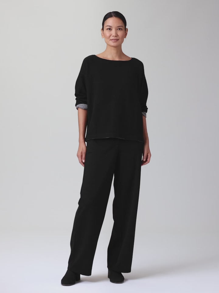 Eileen Fisher - Reversible Doubleknit Stripe Bateau Neck Top