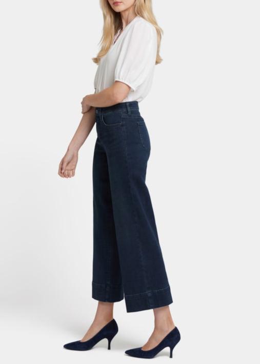 NYDJ - Teresa Wide Leg Ankle Jeans With 3" Hems - Obsidian Blue