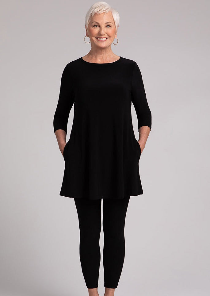 SYMPLI Slant Black Tunic purchases Top! Asymmetric 3/4 Sleeves Size 10