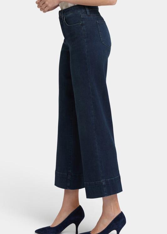 NYDJ - Teresa Wide Leg Ankle Jeans With 3" Hems - Obsidian Blue